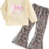 688c4568be375472c4f00137dd7e2cd832f9329a87a3efd608be2.jpg Kid Toddler Girl Summer Clothes Leopard & Heart Print Short Sleeve T-Shirt + Flared Leg Pants Outfits (Not Jeans)