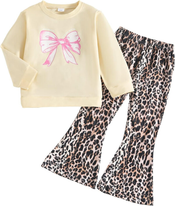 688c4568be375472c4f00137dd7e2cd832f9329a87a3efd608be2.jpg Kid Toddler Girl Summer Clothes Leopard & Heart Print Short Sleeve T-Shirt + Flared Leg Pants Outfits (Not Jeans)