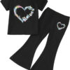 688c456f1ade3b76804b4743e5788701e69ad33f0099571753ba6.jpg Kid Toddler Girl Summer Clothes Leopard & Heart Print Short Sleeve T-Shirt + Flared Leg Pants Outfits (Not Jeans)