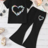 688c457214a09244e11f670ea716653c2e59bca41afbd6774a3e8.jpg Kid Toddler Girl Summer Clothes Leopard & Heart Print Short Sleeve T-Shirt + Flared Leg Pants Outfits (Not Jeans)