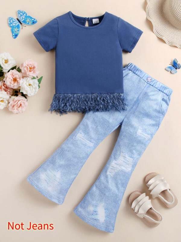688c45749d70d9bc3a0755ace5c938db81e950a884c4ba1ac1605.jpg Kid Toddler Girl Summer Clothes Leopard & Heart Print Short Sleeve T-Shirt + Flared Leg Pants Outfits (Not Jeans)