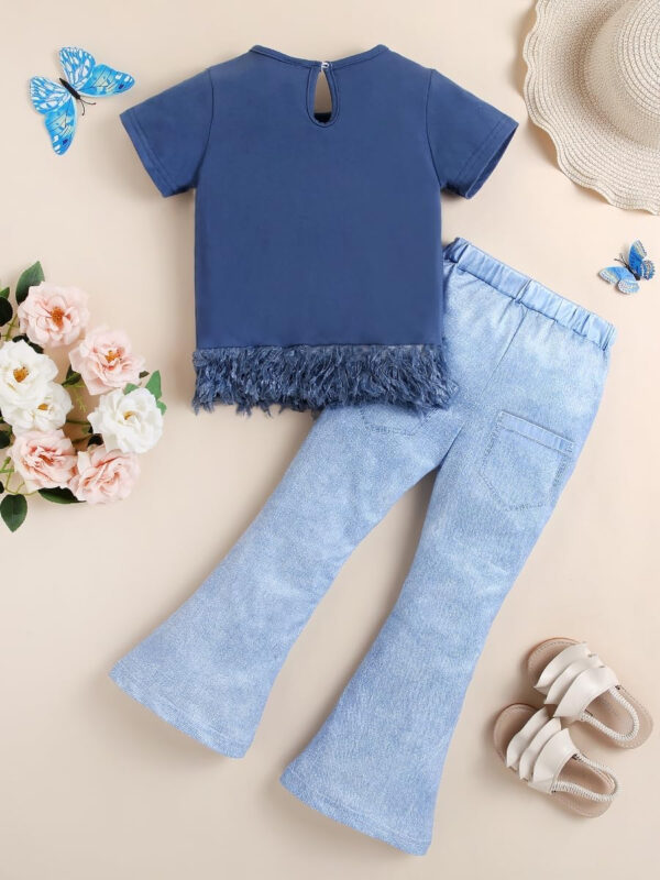 688c4576cc649ce9183e30021b09d6e6da4b012d9109ce6918b0a.jpg Kid Toddler Girl Summer Clothes Leopard & Heart Print Short Sleeve T-Shirt + Flared Leg Pants Outfits (Not Jeans)