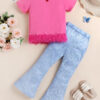 688c457ac09dbe2bcea163c0359b92a13cd5a1031643ab33653a9.jpg Kid Toddler Girl Summer Clothes Leopard & Heart Print Short Sleeve T-Shirt + Flared Leg Pants Outfits (Not Jeans)