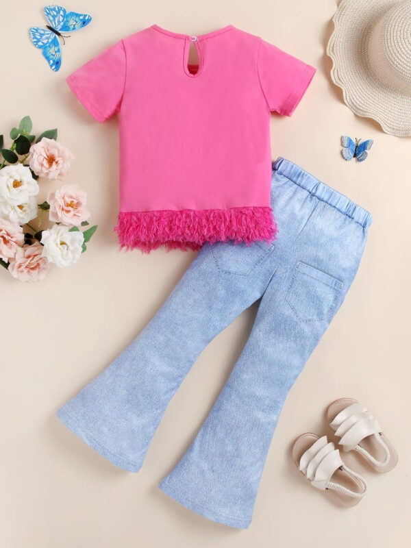 688c457ac09dbe2bcea163c0359b92a13cd5a1031643ab33653a9.jpg Kid Toddler Girl Summer Clothes Leopard & Heart Print Short Sleeve T-Shirt + Flared Leg Pants Outfits (Not Jeans)