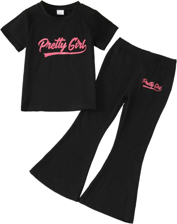 688c45872b1191122131d6668dab56354af1b316355eea3431749.jpg Kid Toddler Girl Summer Clothes Leopard & Heart Print Short Sleeve T-Shirt + Flared Leg Pants Outfits (Not Jeans)