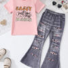 688c458ca1521b904de8644ca30d3f4176ef5fa26526f90eca2e9.jpg Kid Toddler Girl Summer Clothes Leopard & Heart Print Short Sleeve T-Shirt + Flared Leg Pants Outfits (Not Jeans)