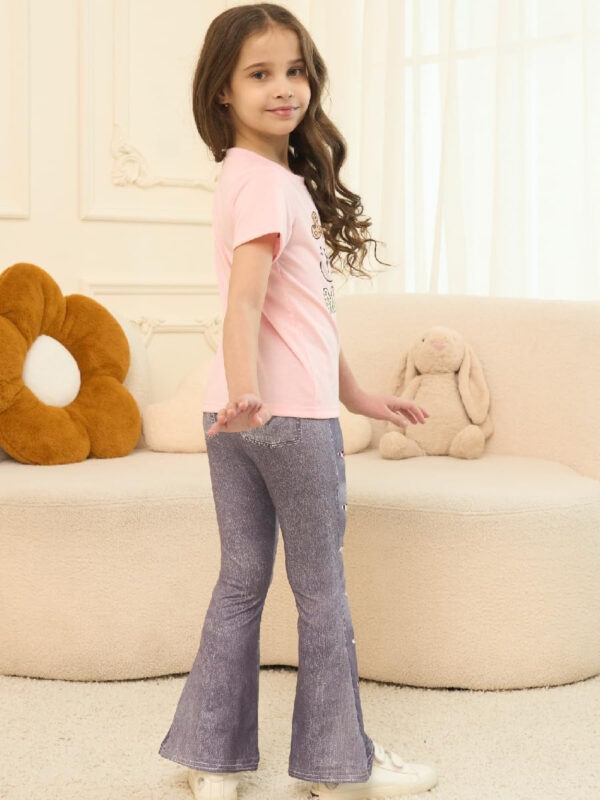 688c458e44f9491010c169b5d1d4d72bef4fd000ccc9eb82c4341.jpg Kid Toddler Girl Summer Clothes Leopard & Heart Print Short Sleeve T-Shirt + Flared Leg Pants Outfits (Not Jeans)