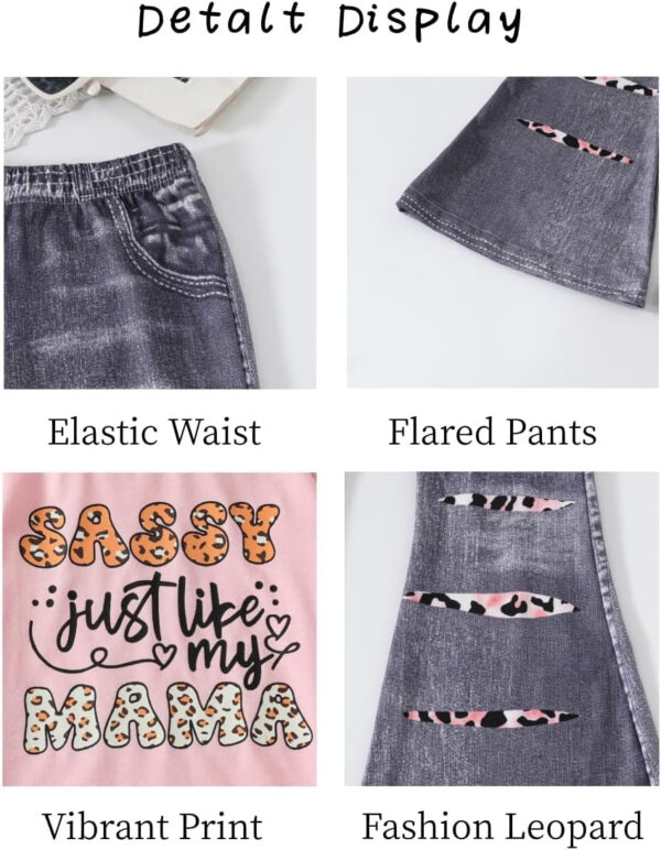 688c45901857cc94b3590eebd4ee838b2e3d9c6f47c5899226352.jpg Kid Toddler Girl Summer Clothes Leopard & Heart Print Short Sleeve T-Shirt + Flared Leg Pants Outfits (Not Jeans)