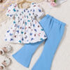 Toddler Girls Clothes Kids Short Sleeve Shirt Top Flare Pants 2 Piece Summer Spring Outfits For Girls Clothing Set