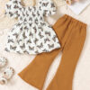 Toddler Girls Clothes Kids Short Sleeve Shirt Top Flare Pants 2 Piece Summer Spring Outfits For Girls Clothing Set