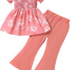Toddler Girls Clothes Kids Short Sleeve Shirt Top Flare Pants 2 Piece Summer Spring Outfits For Girls Clothing Set