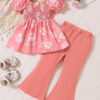 Toddler Girls Clothes Kids Short Sleeve Shirt Top Flare Pants 2 Piece Summer Spring Outfits For Girls Clothing Set