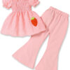 Toddler Girls Clothes Kids Short Sleeve Shirt Top Flare Pants 2 Piece Summer Spring Outfits For Girls Clothing Set