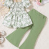 Toddler Girls Clothes Kids Short Sleeve Shirt Top Flare Pants 2 Piece Summer Spring Outfits For Girls Clothing Set