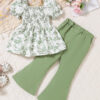 Toddler Girls Clothes Kids Short Sleeve Shirt Top Flare Pants 2 Piece Summer Spring Outfits For Girls Clothing Set