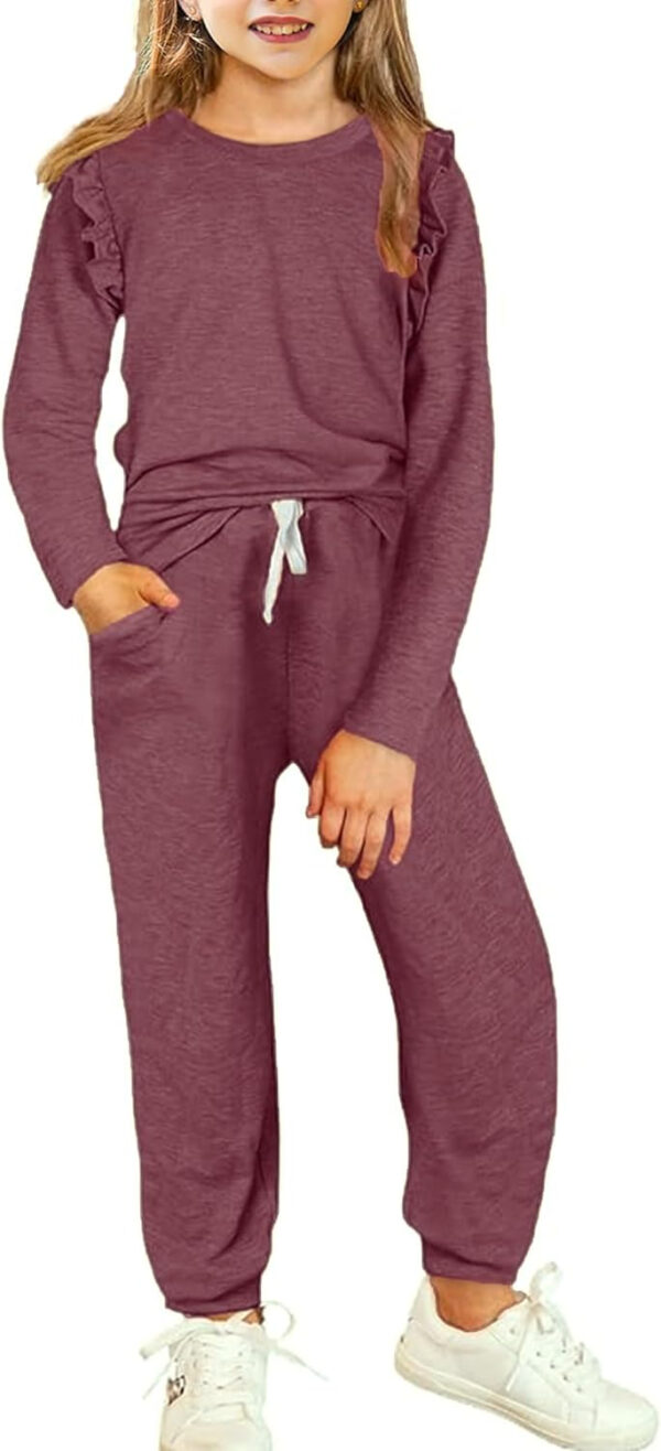 Yekaty Kids Girls Clothes Stylish Ruffled Tops and Pants with Pockets Clothing Sets 2 Piece Outfits