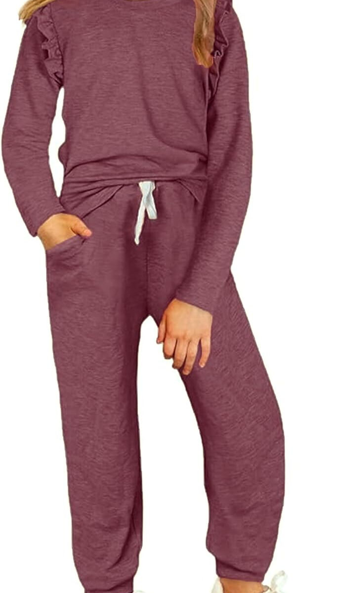 Yekaty Kids Girls Clothes Stylish Ruffled Tops and Pants with Pockets Clothing Sets 2 Piece Outfits