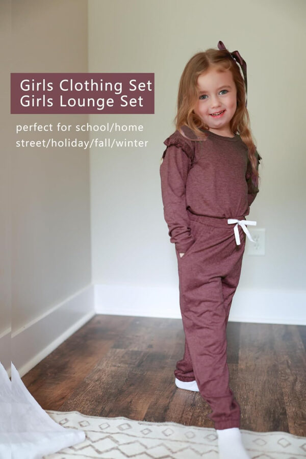 Yekaty Kids Girls Clothes Stylish Ruffled Tops and Pants with Pockets Clothing Sets 2 Piece Outfits