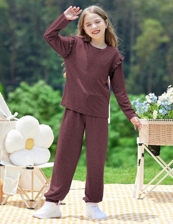 Yekaty Kids Girls Clothes Stylish Ruffled Tops and Pants with Pockets Clothing Sets 2 Piece Outfits