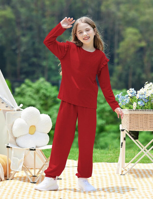 Yekaty Kids Girls Clothes Stylish Ruffled Tops and Pants with Pockets Clothing Sets 2 Piece Outfits