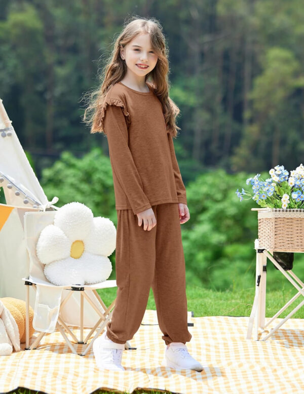 Yekaty Kids Girls Clothes Stylish Ruffled Tops and Pants with Pockets Clothing Sets 2 Piece Outfits