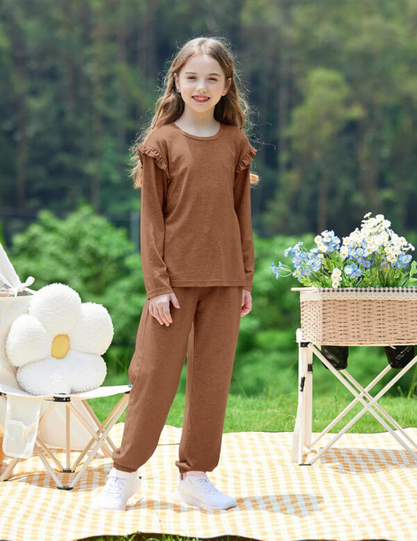 Yekaty Kids Girls Clothes Stylish Ruffled Tops and Pants with Pockets Clothing Sets 2 Piece Outfits