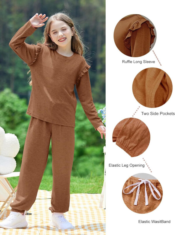 Yekaty Kids Girls Clothes Stylish Ruffled Tops and Pants with Pockets Clothing Sets 2 Piece Outfits