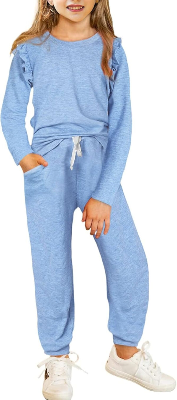 Yekaty Kids Girls Clothes Stylish Ruffled Tops and Pants with Pockets Clothing Sets 2 Piece Outfits