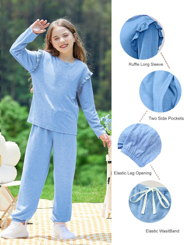 Yekaty Kids Girls Clothes Stylish Ruffled Tops and Pants with Pockets Clothing Sets 2 Piece Outfits