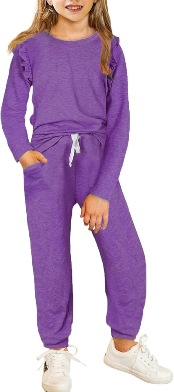 Yekaty Kids Girls Clothes Stylish Ruffled Tops and Pants with Pockets Clothing Sets 2 Piece Outfits