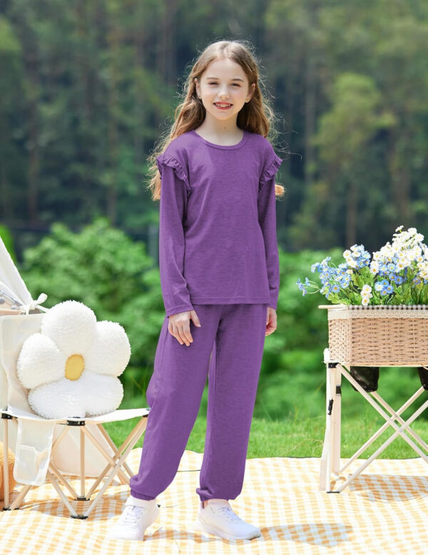 Yekaty Kids Girls Clothes Stylish Ruffled Tops and Pants with Pockets Clothing Sets 2 Piece Outfits