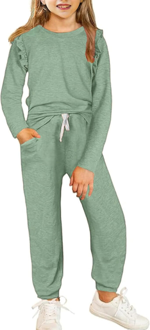 Yekaty Kids Girls Clothes Stylish Ruffled Tops and Pants with Pockets Clothing Sets 2 Piece Outfits