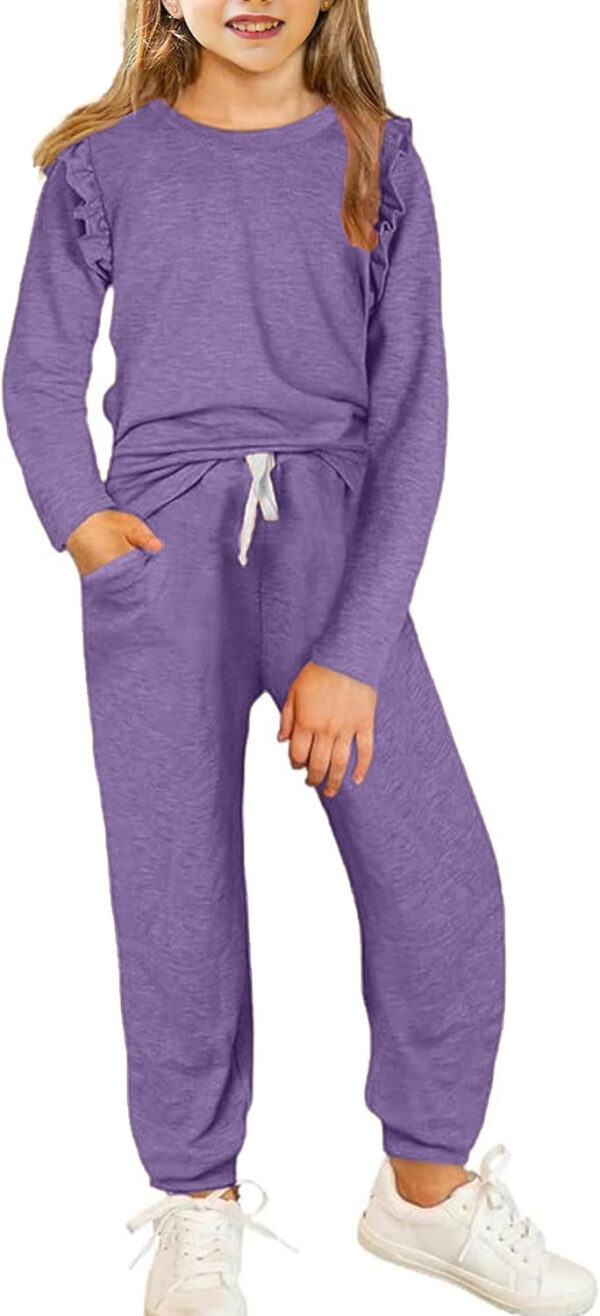 Yekaty Kids Girls Clothes Stylish Ruffled Tops and Pants with Pockets Clothing Sets 2 Piece Outfits