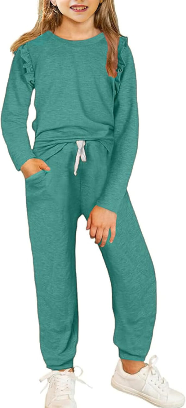 Yekaty Kids Girls Clothes Stylish Ruffled Tops and Pants with Pockets Clothing Sets 2 Piece Outfits