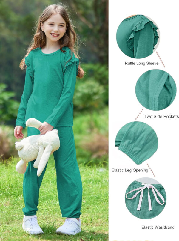 Yekaty Kids Girls Clothes Stylish Ruffled Tops and Pants with Pockets Clothing Sets 2 Piece Outfits