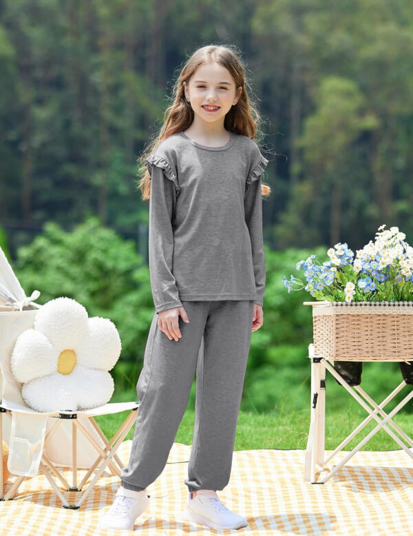 Yekaty Kids Girls Clothes Stylish Ruffled Tops and Pants with Pockets Clothing Sets 2 Piece Outfits