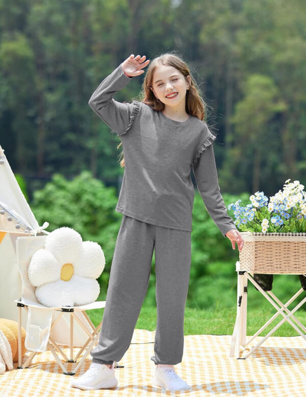 Yekaty Kids Girls Clothes Stylish Ruffled Tops and Pants with Pockets Clothing Sets 2 Piece Outfits