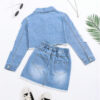 Girl's 2 Piece Denim Clothing Sets Ripped Raw Hem Denim Jacket with Mini Skirts