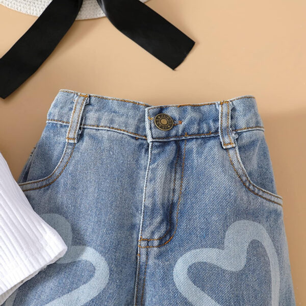 MA&BABY Toddler Girl Outfit 2T 3T 4T 5T 6T Ribbed Kids Girl Denim Summer 2-piece Outfits Tops Jeans Pants