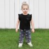 MA&BABY Toddler Girl Outfit 2T 3T 4T 5T 6T Ribbed Kids Girl Denim Summer 2-piece Outfits Tops Jeans Pants