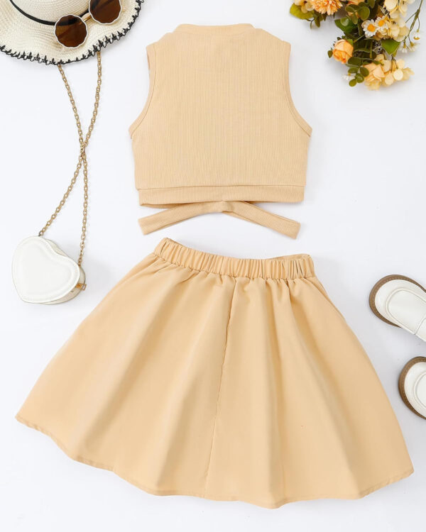 688c4843e58244a6a2980aabda679b630db36de74e19b66340a6f.jpg Cute Clothes for Girls Crisscross Crop Tank Top Pleated Skirt Tween Girl Trendy Summer Outfit Kid Clothing Set 7-14