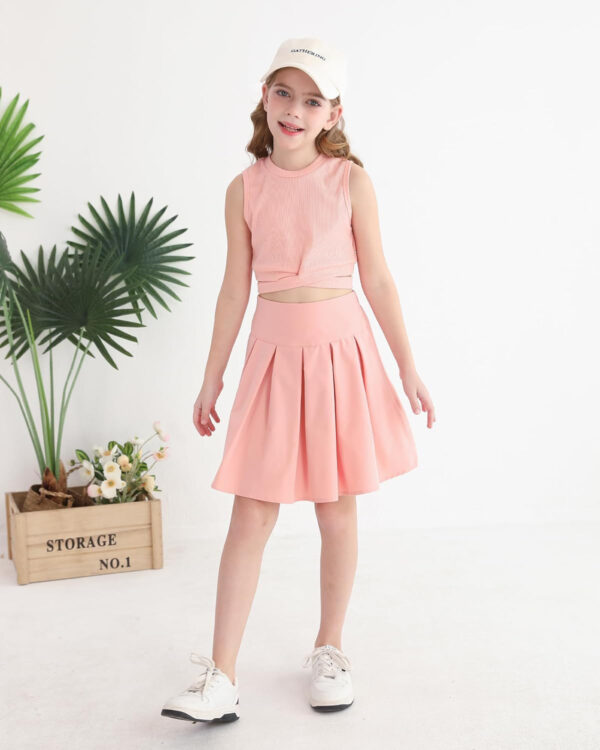 688c484cd8e0d5a32252eba5aaa3fcf79f514c6f8b78de1f88527.jpg Cute Clothes for Girls Crisscross Crop Tank Top Pleated Skirt Tween Girl Trendy Summer Outfit Kid Clothing Set 7-14
