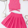 688c4853ec6ef13cecabc5182313dcefedc1179d8c349d1a74859.jpg Cute Clothes for Girls Crisscross Crop Tank Top Pleated Skirt Tween Girl Trendy Summer Outfit Kid Clothing Set 7-14