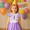 Girls' Clothing Sets Summer 2-Piece Set with Bow Detail Top and Purple Skirt for Kids 4-8 Years