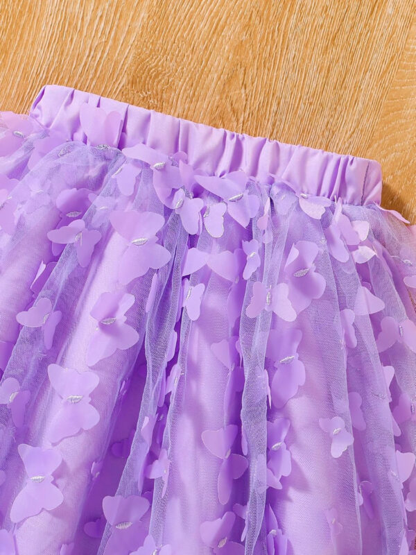 Girls' Clothing Sets Summer 2-Piece Set with Bow Detail Top and Purple Skirt for Kids 4-8 Years