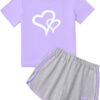 688c48db7ec5d4f33bd38e720b3e8717037143f3d8db143f09c26.jpg Girl's 2 Piece Outfits Cute Summer T-Shirt and Graphic Shorts Clothing Sets