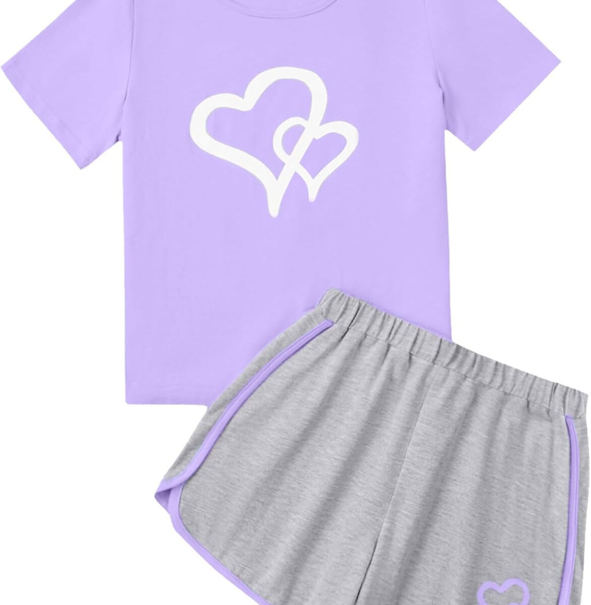 Girl's 2 Piece Outfits Cute Summer T-Shirt and Graphic Shorts Clothing Sets