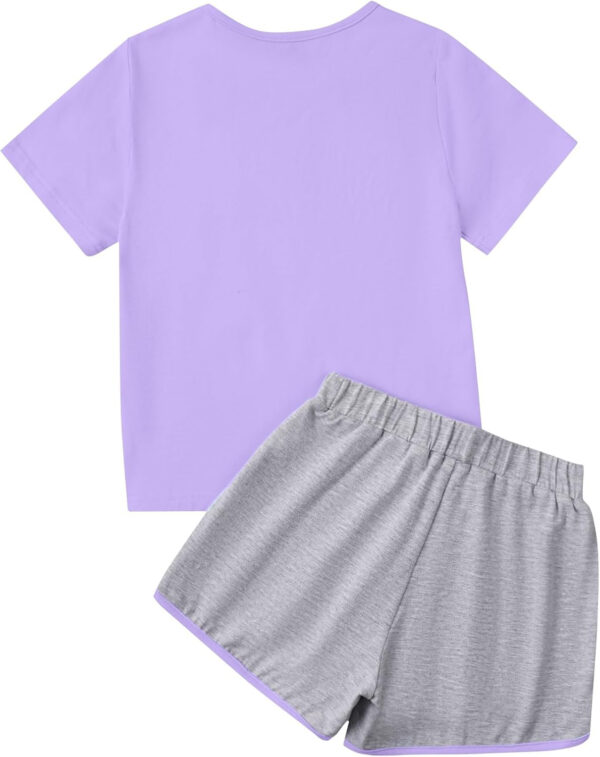 688c48dc81f9d35de82152a274b3d94d9c78629f6d054f4fe3640.jpg Girl's 2 Piece Outfits Cute Summer T-Shirt and Graphic Shorts Clothing Sets