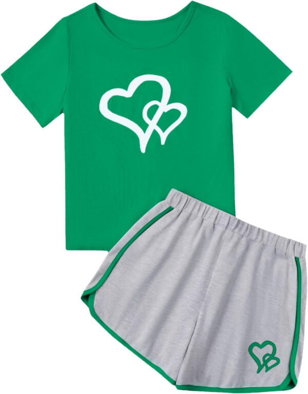 688c48e1d73f8f8baa4ed430ee955d247b86be93ab75d0c5bd6a5.jpg Girl's 2 Piece Outfits Cute Summer T-Shirt and Graphic Shorts Clothing Sets