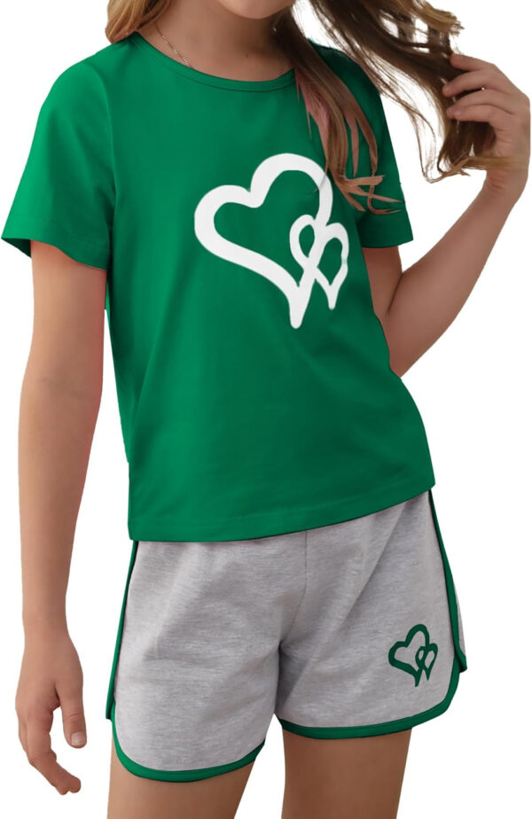 688c48e64a94a72923fd594782a428d060536faf5645cad4abcfe.jpg Girl's 2 Piece Outfits Cute Summer T-Shirt and Graphic Shorts Clothing Sets